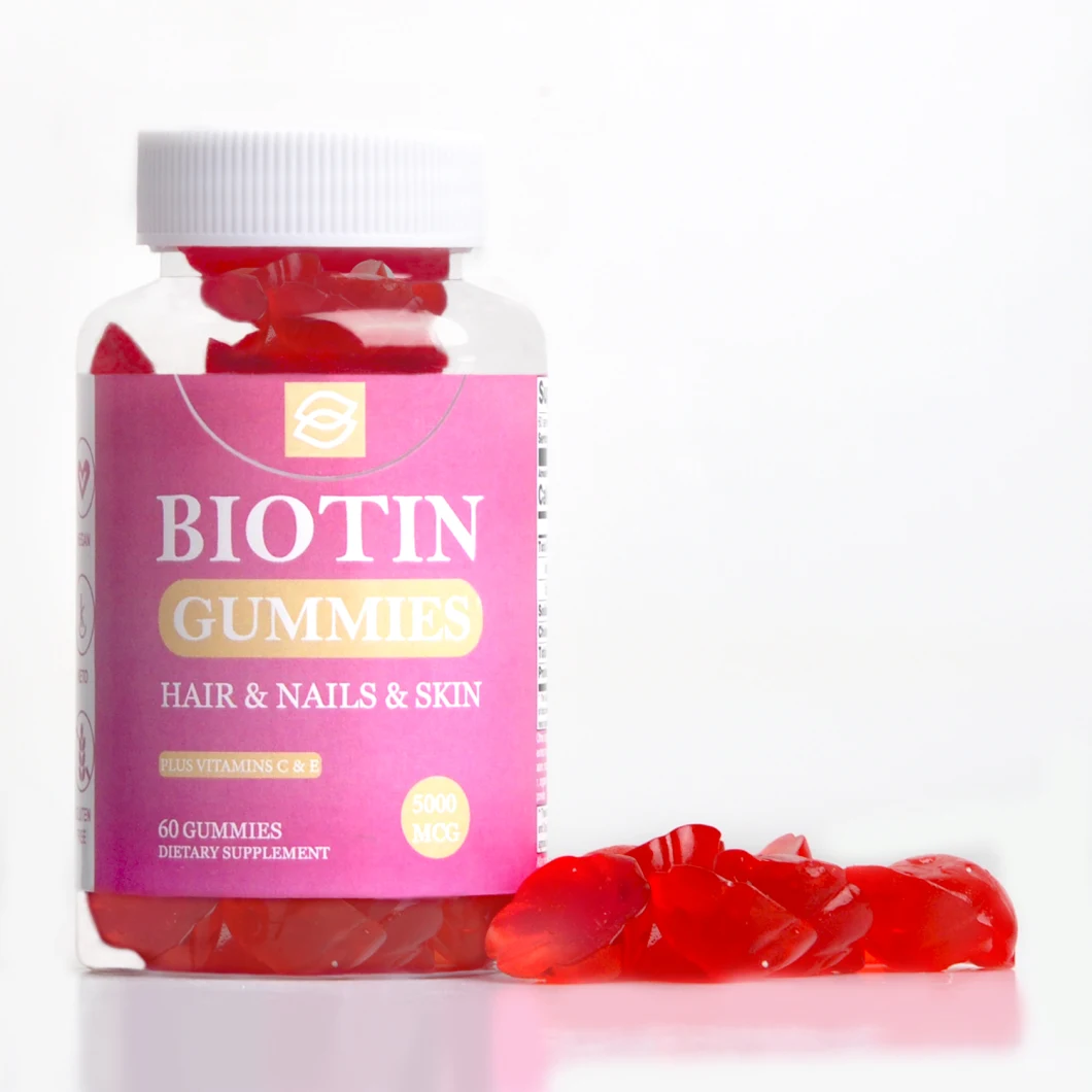 OEM/ODM Gummies Strawberry Flavor Vitamin Biotin Hair Nail Skin Growth Gummy
